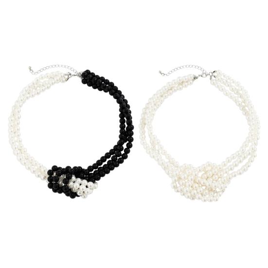 Женское ожерелье, гладкий многослойный жемчуг, регулируемая длина, украшение из искусственной шеи из нержавеющей стали, ювелирные изделия на день рождения