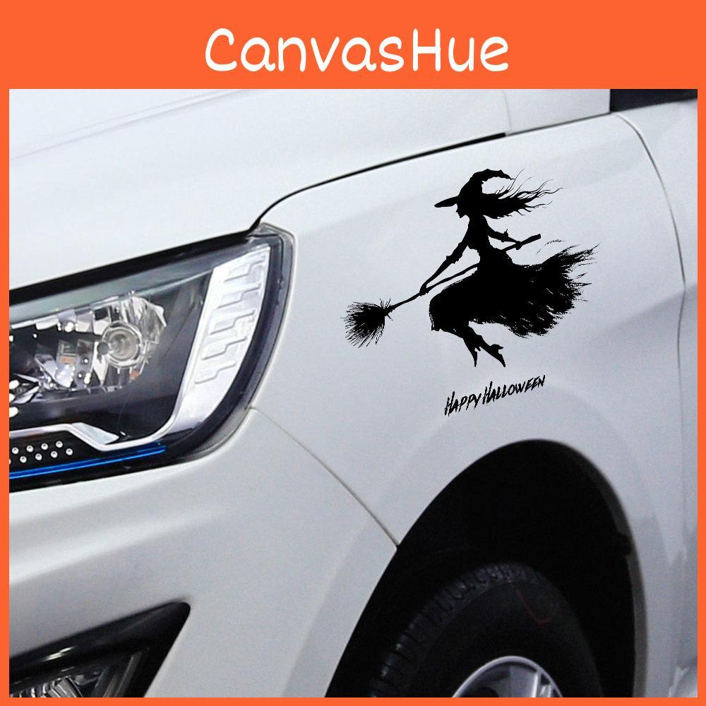 Halloween Black Broom Riding Witch Decoration Paste Painting For Wall Car And