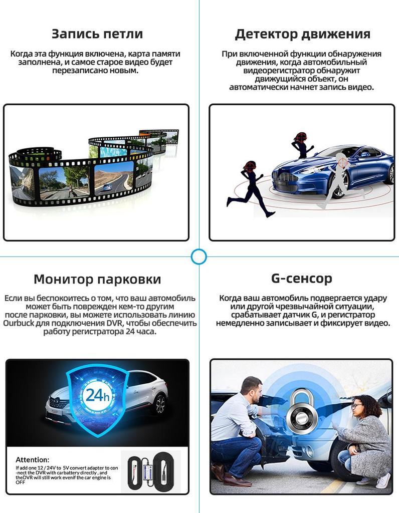 E-ACE Автомобильный видеорегистратор 1080P 3 объектива камеры DVR Dash Cam 170 Широкоугольный G-сенсор Автоматический рекордер заднего вида Поддержка ночного видения