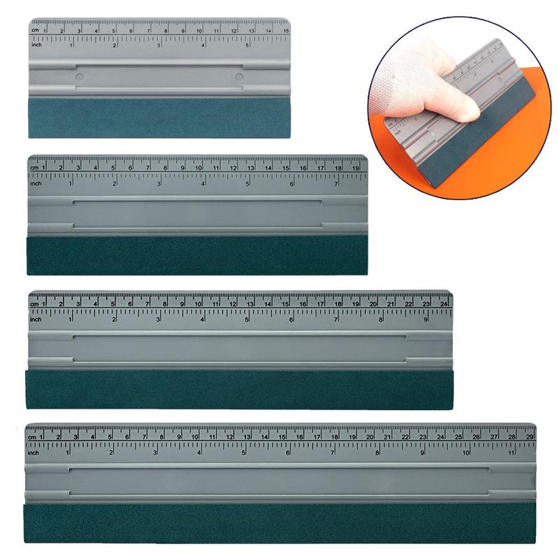 EHDIS 6/8/10/12 Inch Long Squeegee with Scale Suede Felt Plastic Card Scraper Carbon Vinyl Wrap Tool Car Window Tint Water Wiper