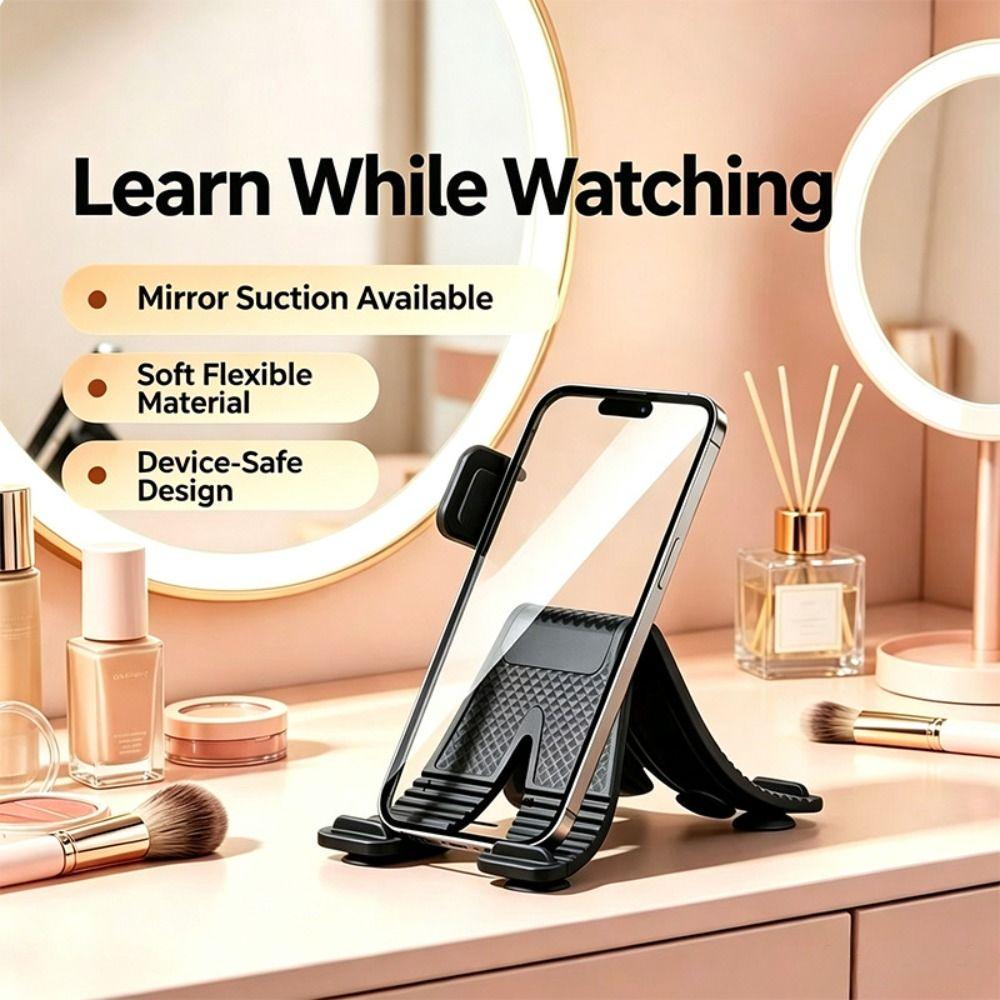 Foldable Suction Cup Cellphone Stand Anti-slip Silicone Mobile Phone Bracket Car Dashboard