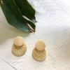 Earrings Gift Ear Geometric Stud Dangle Jewelry Women Woven Straw Rattan Wooden  Unique
