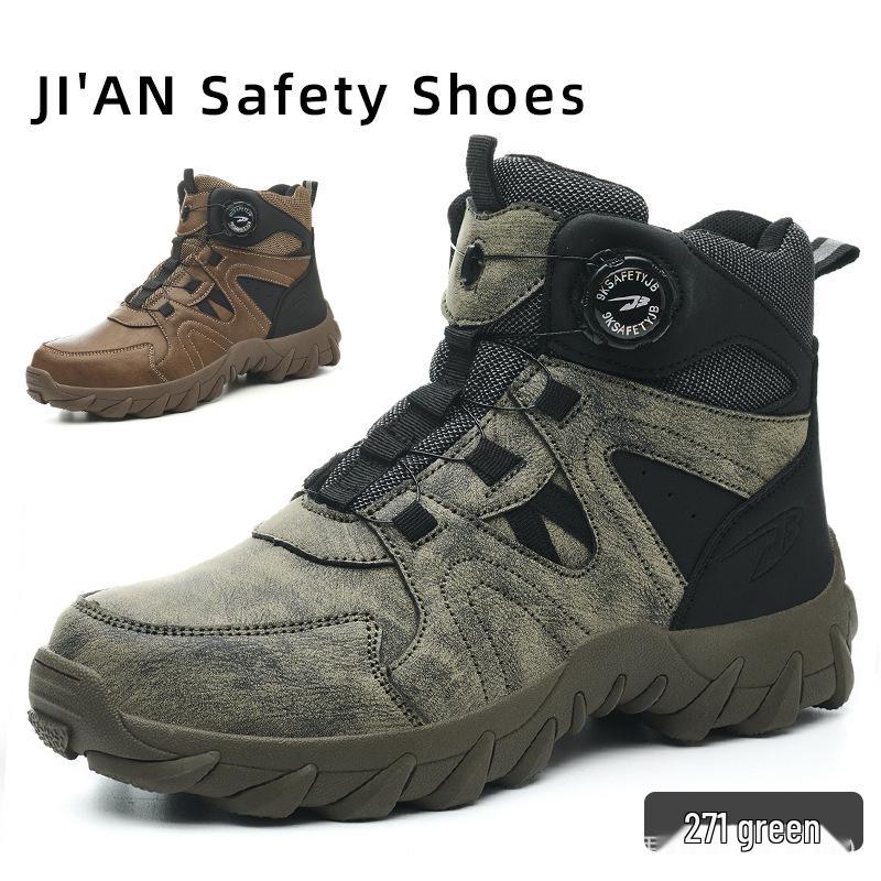 Cross-Border Steel Toe Safety Shoes: High-Top, Anti-Smash, Puncture-Resistant, Wear-Resistant, Soft Sole, Comfortable Fit.