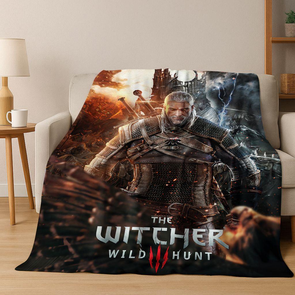 3D The W-Witcher Геральт Игры Мультяшное Фланелевое Одеяло, Теплое и Уютное Мягкое Плед для Дома Спальни Кровати Дивана Покрытие Детский Подарок