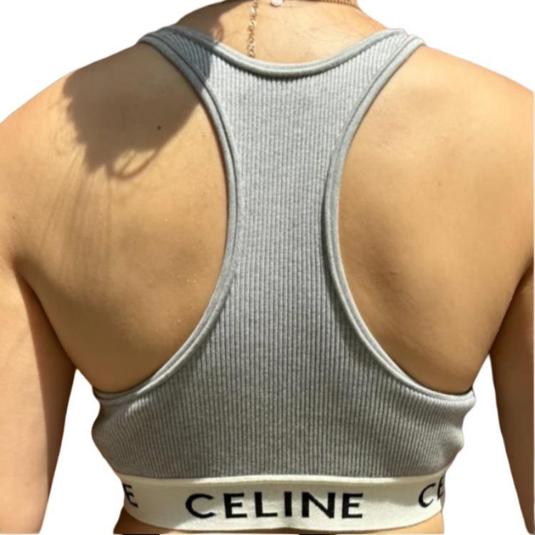CELINE Tank Tops Women's Gray Racerback 2A67L372N-10GO