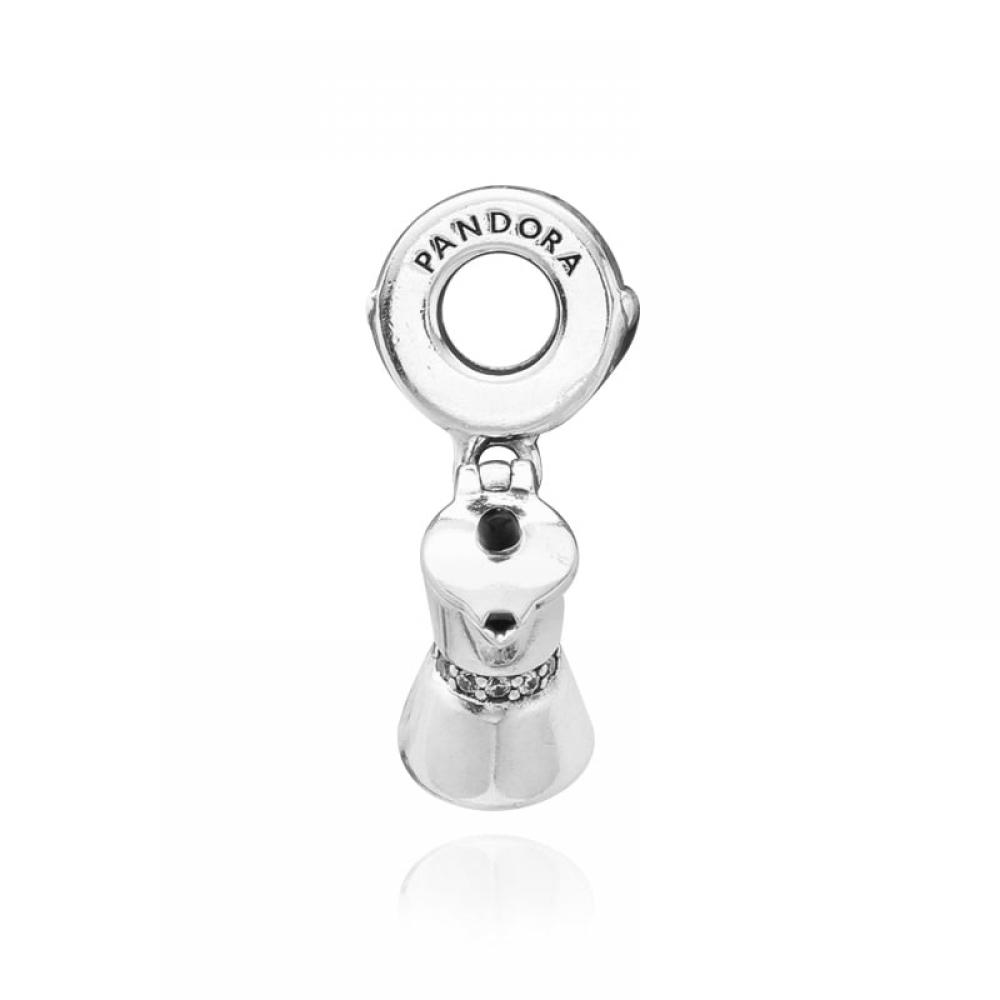 PAndora 792679c01 Mocha Pot Pendant And Dangle Silver Charm