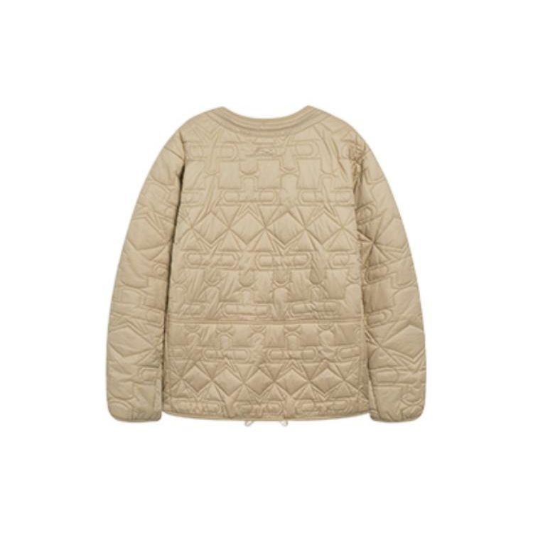 Li Ning CF Pure Color Letter Вышитые молнии Длинные рукава Хлопковая куртка унисекс Куртка молочно-коричневого цвета AJMS129-2