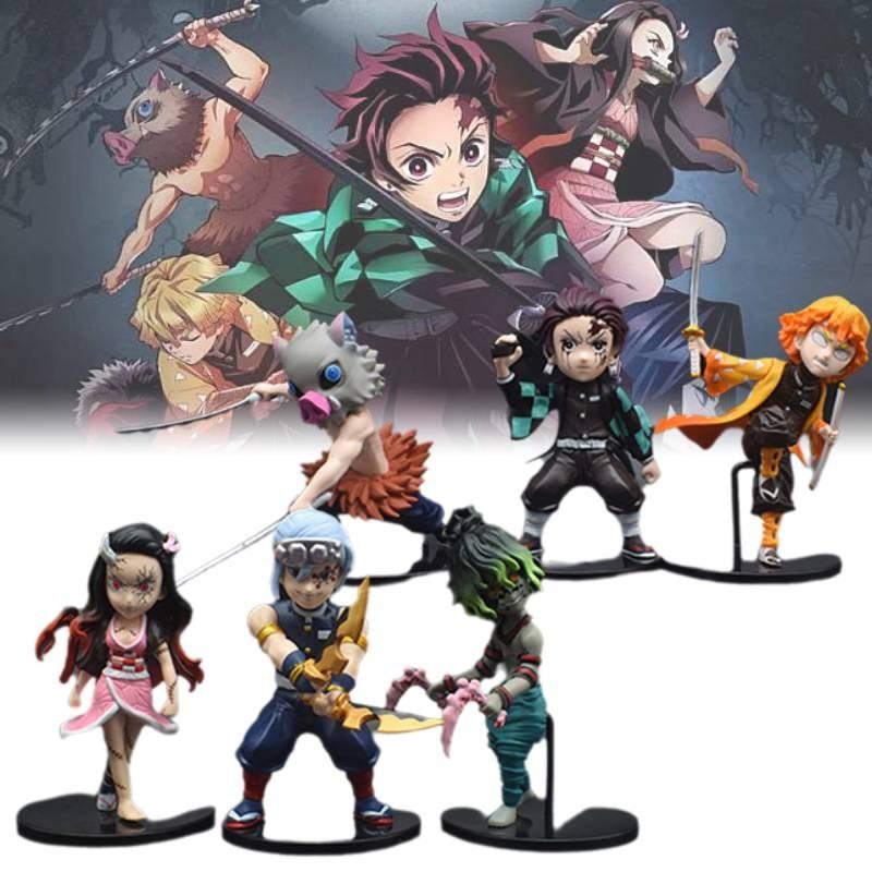 Demon Slayer 6pcs Kamado Nezuko Figurine Anime Model Sculpture Toys Gifts Xmas