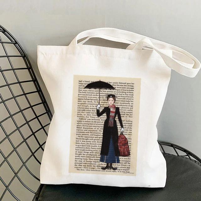 2021 Shopper Elegant Mary Poppins Kawaii Bag Harajuku Women Shopping Bag Canvas Shopper Bag Girl Tote Bag Shoulder Lady Bag