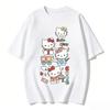 2026 новый летний милый графический топ HelloKitty повседневный хлопковый топ с коротким рукавом для женщин и девочек Каваи мультяшный принт Streetwear