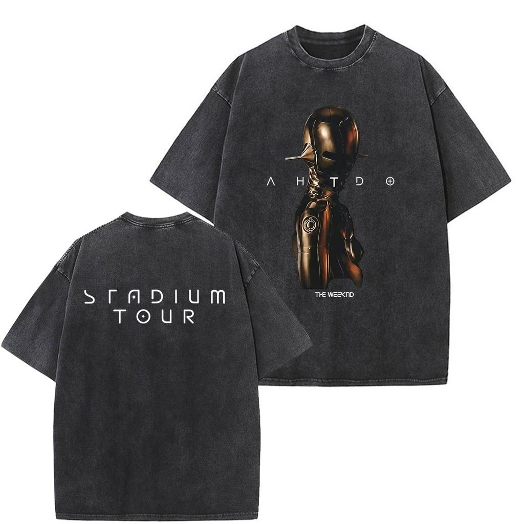 The Weeknd After Hours Til Dawn Stadium Tour 2026 Print Vintage Washed Tshirt Men Women Hiphop Fashion Cotton Harajuku Tshirt