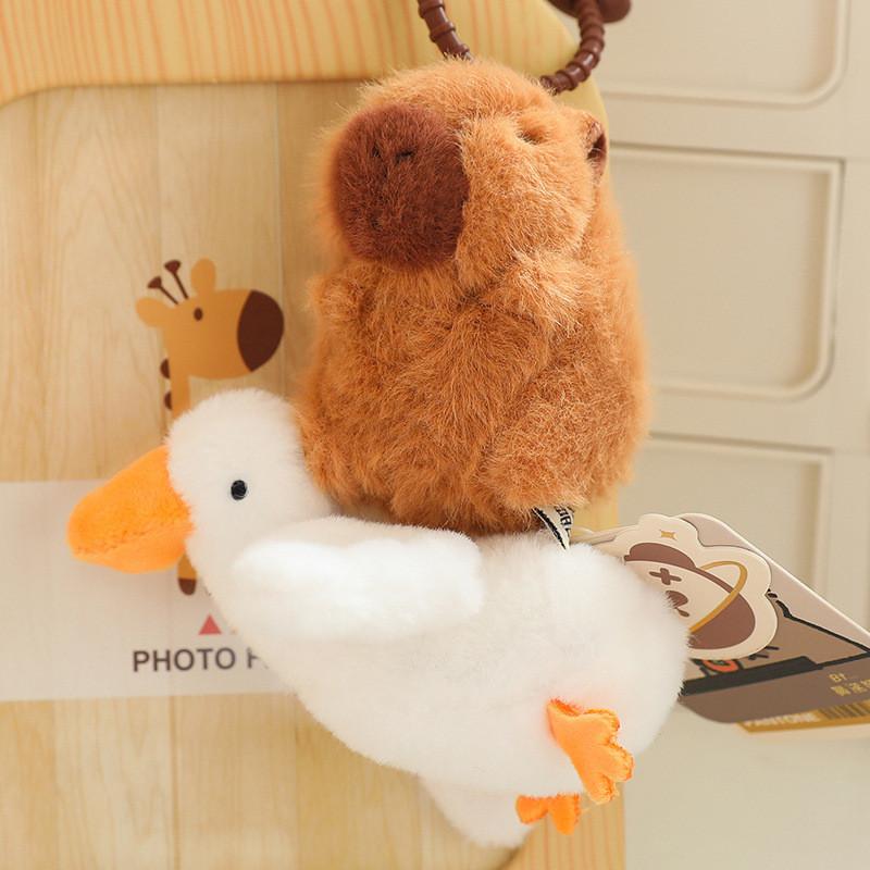 Lovely Capybara Pull String Plush Keychain Available In Various Charming Animal Designs