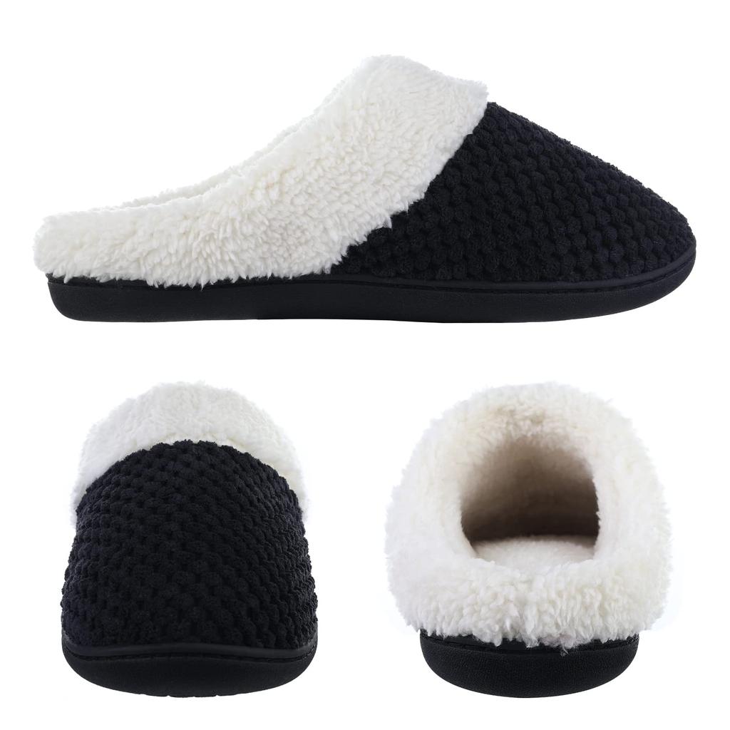 Fashion Shevalues Winter Plush Lining House Slippers For Women Fuzzy Cozy Indoor Slides Warm Non-slip Waffle Fur Unisex Cotton Slippers