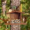 Squirrel Feeder Chipmunk Picnic Table Feeder with Corn Cob Holder Wooden Squirrel House Outdoor Squirrel Feeder Garden Decor