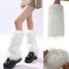 Faux Fur Leg Warmers Women Solid Color Fuzzy Long Boot Covers Fluffy Shaggy Leg Warmers for Christmas Costume Nightclub Street Wear