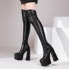 Готические сапоги выше колена женские на платформе сексуальные эластичные женские сапоги до бедра черные танцевальные туфли для вечеринок женские зимние большие размеры