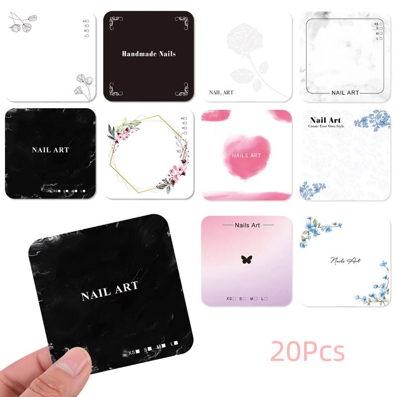 20 листов Накладные ногти Пресс-он Нижний цветочный узор Картонный фотореквизит Ручная работа Искусственные ногти Арт-типсы Дисплей Шоу-карточка Инструменты для маникюра