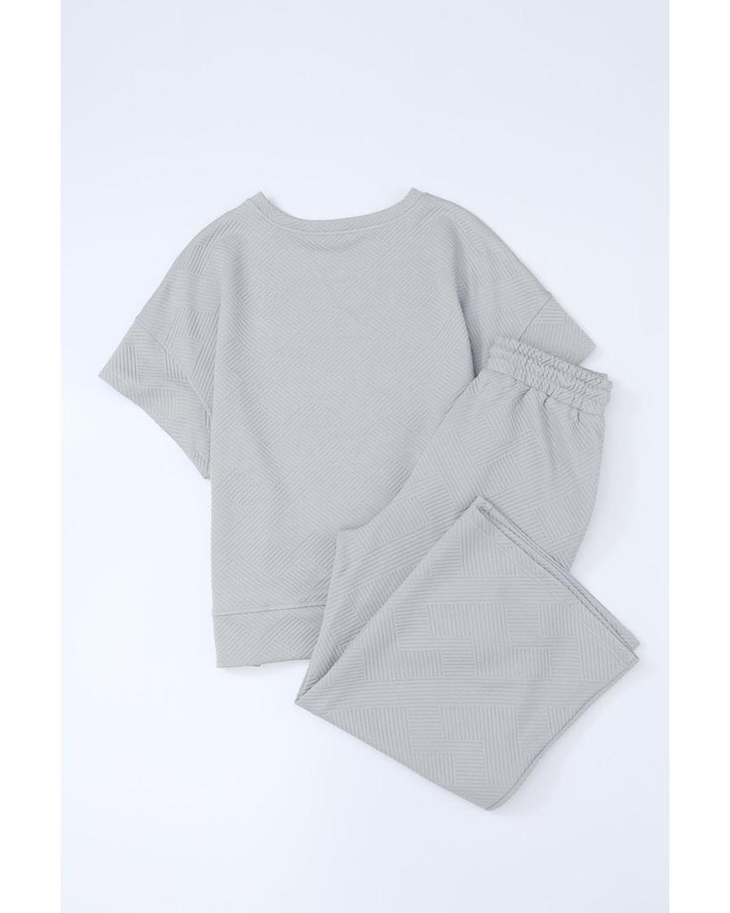 Azura Exchange Комплект из серой текстурированной футболки свободного кроя и брюк на шнурке