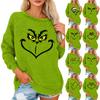 Women's Fashionable Round Neck Long Sleeved Christmas Printed Loose Plush Warm Pullover Top