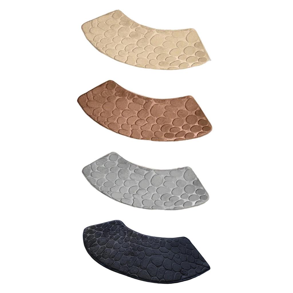 Curved Shower Bath Mat Anti Slip Household Decor Bath Rug Fan Shaped Foot Rug for Tub