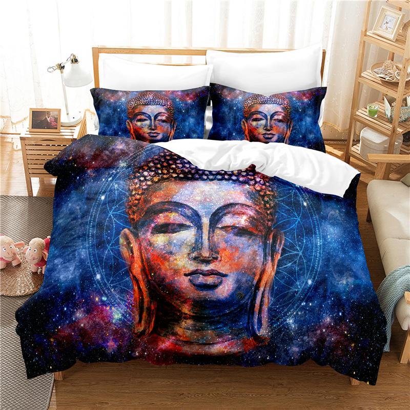 Buddha Duvet Cover Set Queen Size Single Double Bed 220x240cm Twin King Full Bedding Sets Quilt Case Linens 3D HD Pillowcase