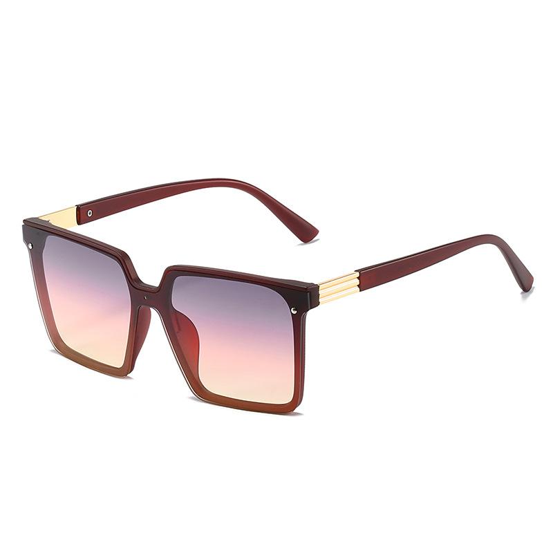 Frameless square sunglasses, personalized large-frame one-piece multi-color colorful glasses, all-match sunglasses