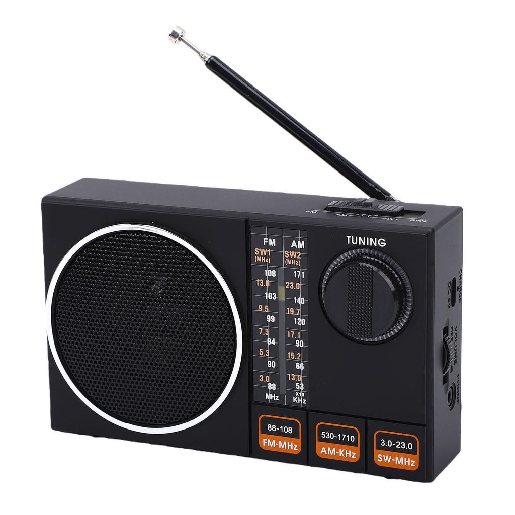 Портативное радио FM AM SW Полный диапазон USB-зарядка Многофункциональное с выдвижной антенной