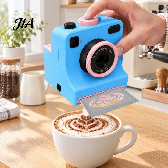 Kitchen Gadget for Latte Art 3D Printed Coffee Printer, Manual One-Click Powder Stencil Maker with DIY Drink Decorator Interchangeable Template Cards