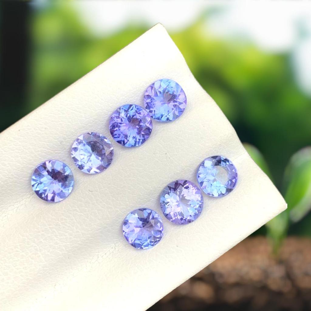 Лот драгоценных камней танзанита цвета A+, лот драгоценных камней круглой огранки, целебный камень танзанит.