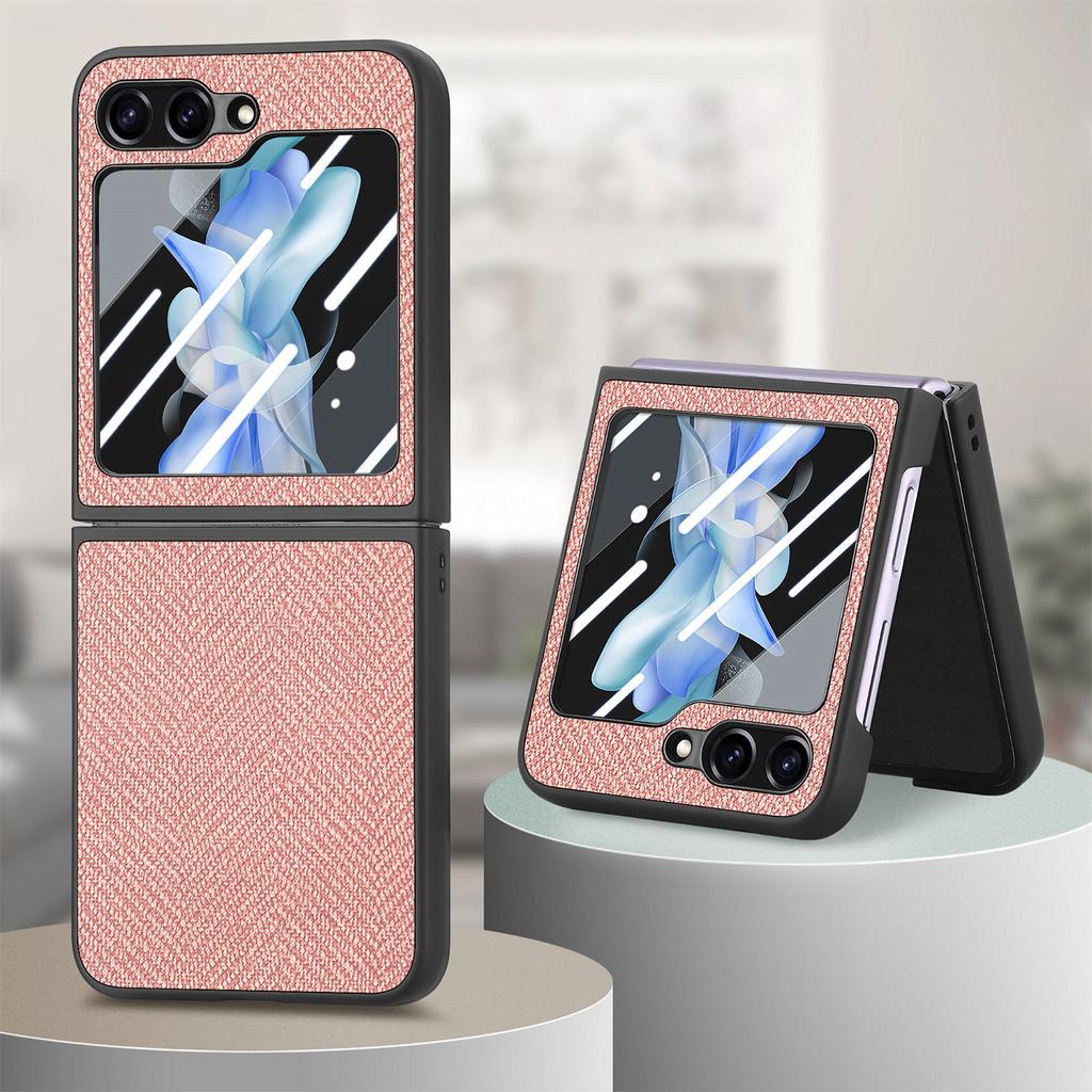 Luxury PU Leather Phone Case for Samsung Galaxy Z Flip 5 4 5G Flip5 Flip4  5G Hard Shell Shockproof Protective Cover