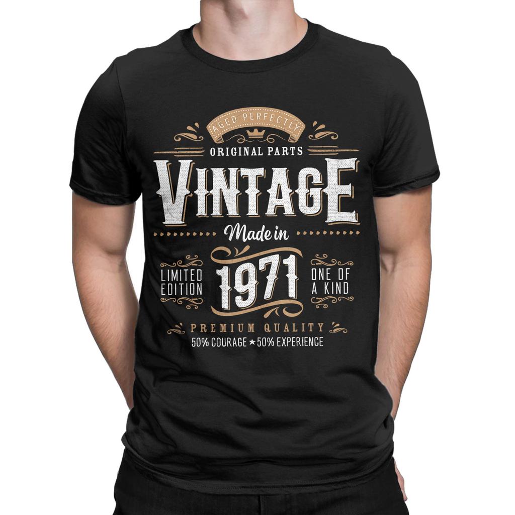 Vintage 1971 Limited Edition Unisex Unisexs T Shirt 55th Birthday Novelty Tees Short Sleeve Round Neck TShirts Cotton Tops
