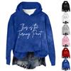 Women's Hooded Long Sleeve Printed Flannel Top Hooded Sweatshirt