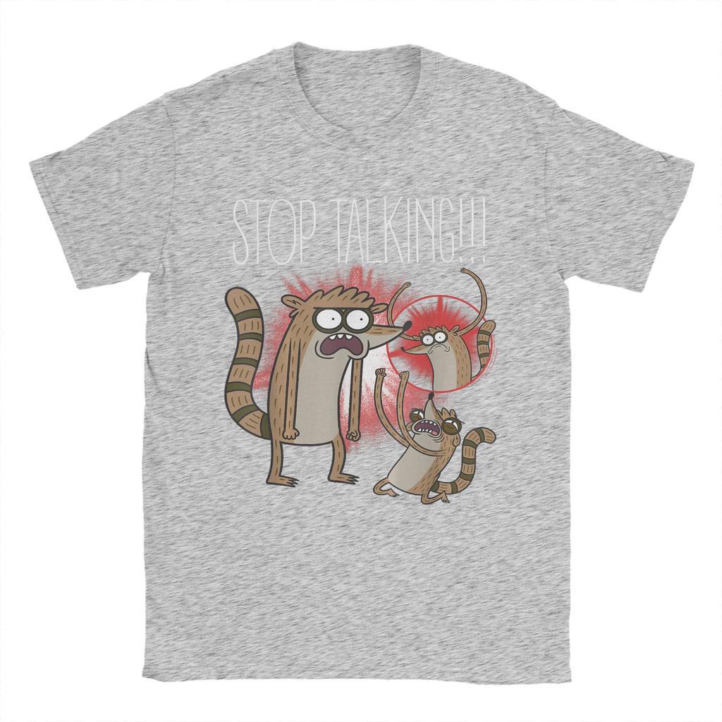 Regular Show Rigby Stop Talking Men T Shirts Hipster Tees Short Sleeve Round Collar TShirt Cotton Graphic Tops
