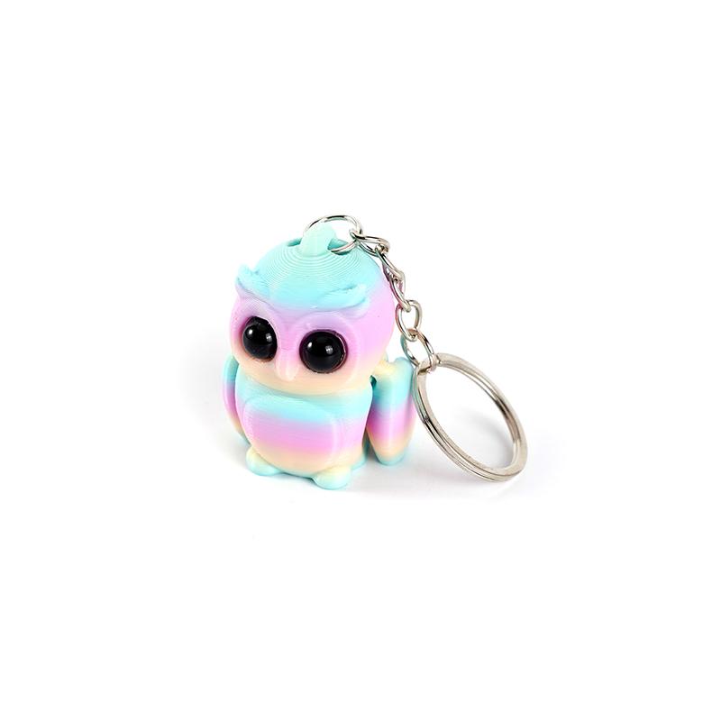 Creative 3D Printing Owl Keychain Pendant Multi-Joint Movable Simulation Animal Toy Model Keychain Bag Accessories Kids Gift