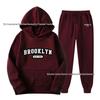 Men's Solid Color Pullover Hoodie Sports Set - Two-Piece Plus Velvet Warm Tracksuit