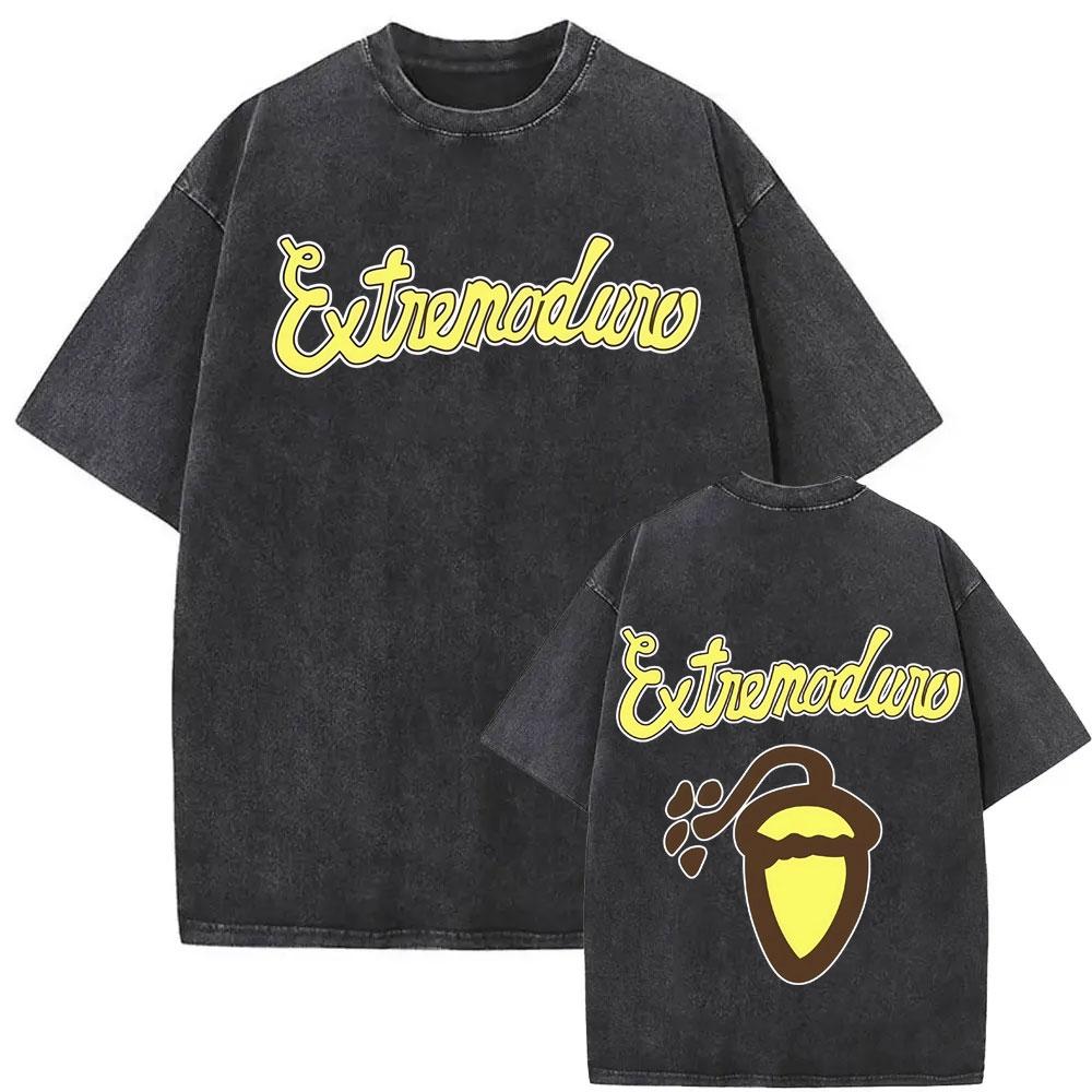 Rock Band EXTREMODURO Tour Vintage Washed Tshirt Men Fashion Hip Hop Street T Shirt Male Gothic Retro Oversized T Shirts
