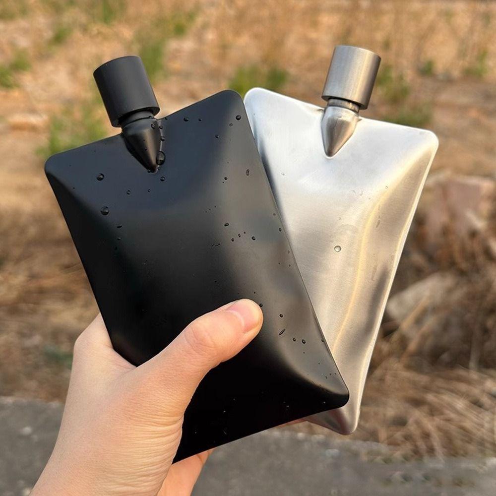 Wavy Wine Pot Stainless Steel Vodka Flask Minimalist Liquor Bottle  Outdoor Use