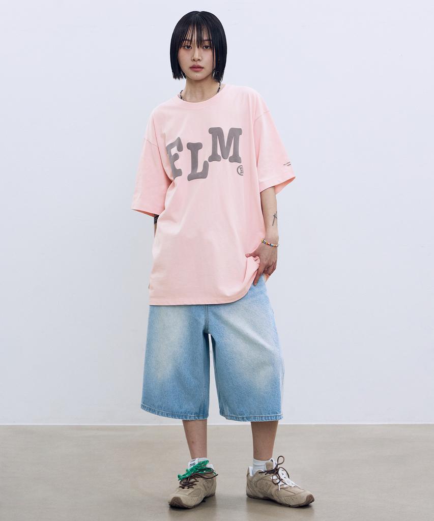 FILLUMINATE Side Curve Bermuda Denim Shorts - Light Blue
