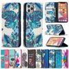 Окрашенный кожаный чехол-кошелек для Iphone 7 8 Plus 11 12 Pro Max 12 Mini X Xr Xs Max Se2020 Чехол-подставка с цветным принтом и узором