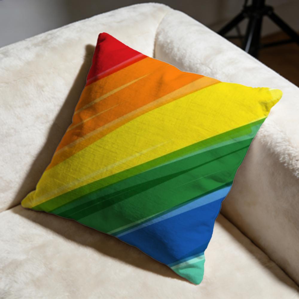 Homosexual Rainbow Flag Cushion Cover Soft Decorative Pillow Case Suitable for Bedroom Sofa Car Travel Use