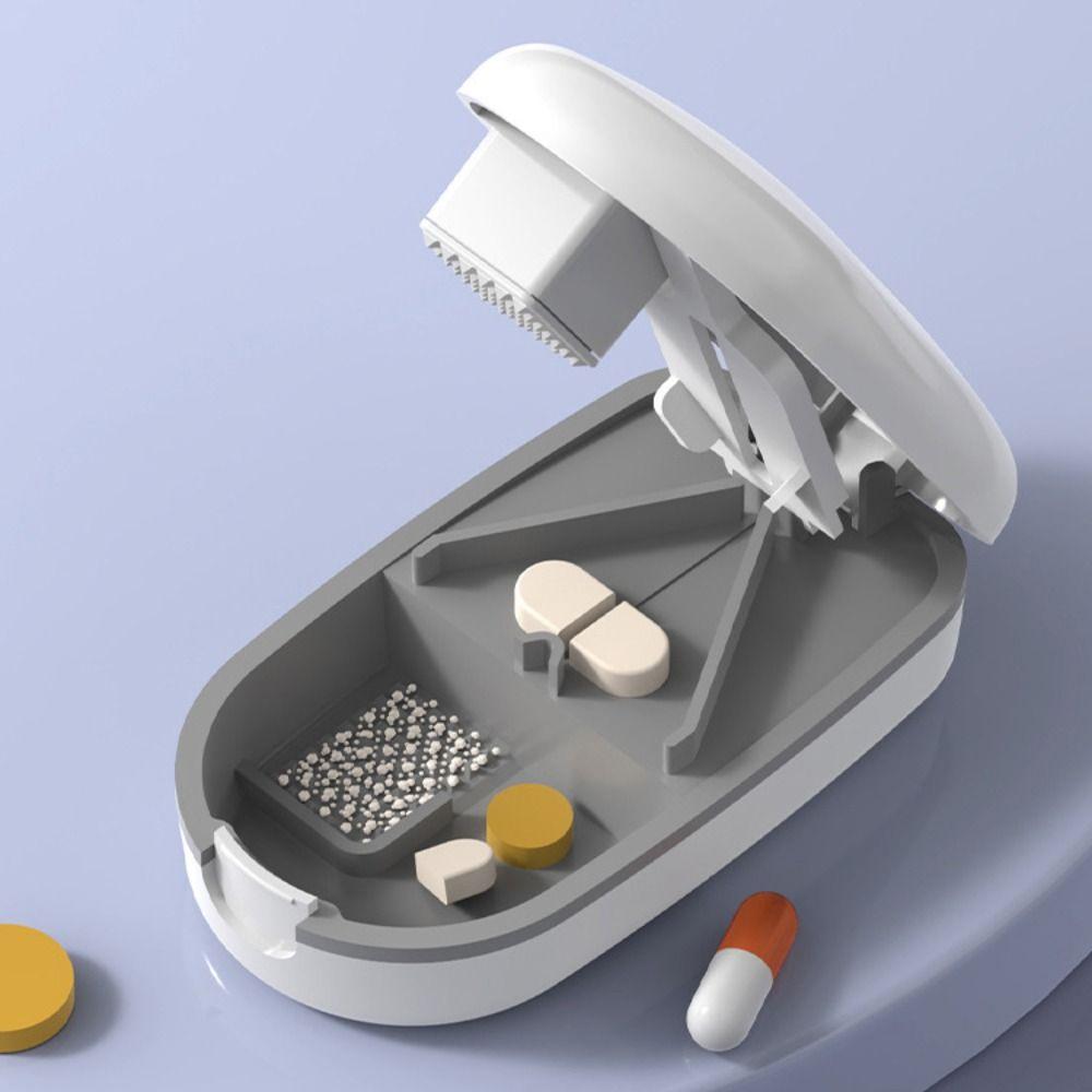Multifunctional Pill Box with Pill Cutter 3 in 1 Medicine Tablet Storage Box for Home Travel