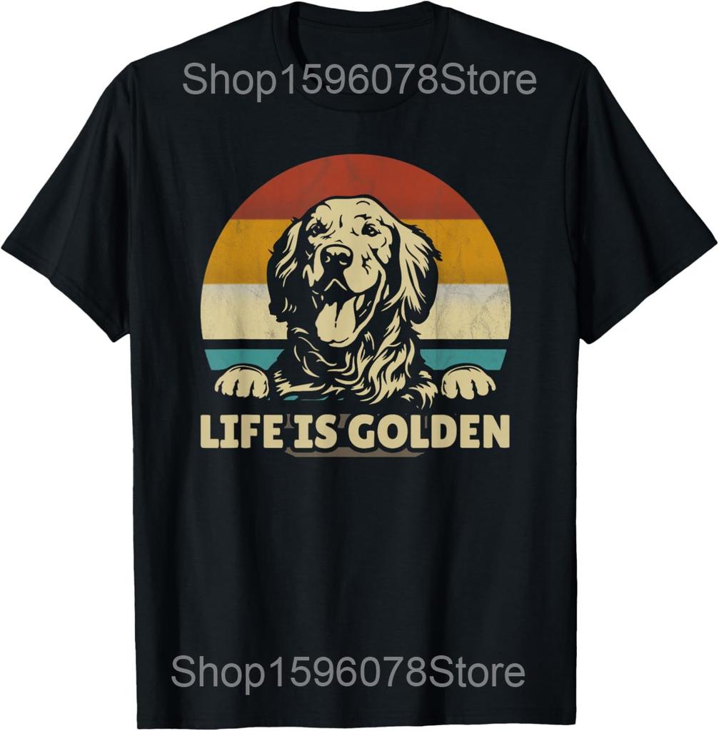 Golden Retriever Dog Football Game Day Season Funny T Shirts Men Humor Streetwear Tee Short Sleeve Unisex Loose Clothing