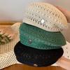 Japanese Style Hollowed Out Beret Hat Vintage Crochet Knitted Cap Weave Painter Hat Women/Girls
