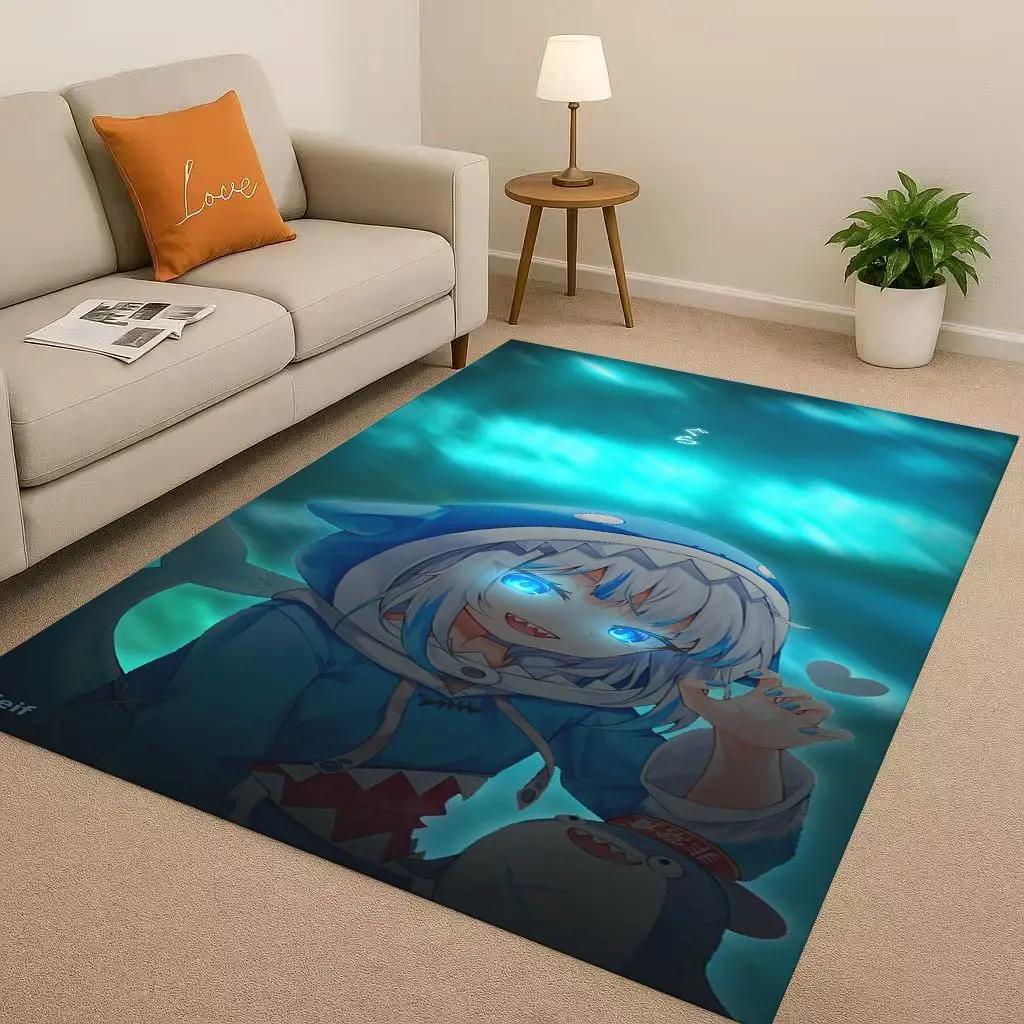 HD Anime Gawr Gura Hololive Cartoon Cute Girl Living Room Non-Slip Area Rug Carpet For Bedroom Playroom Sofa,Home Decor Doormat