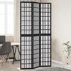 VidaXL Room Divider 3 Panels Black Solid Paulownia Wood, Privacy Screen, Room Partition Panel, 358768