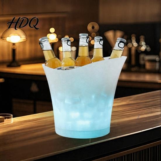 Bar Ice Bucket Light Up Bucket LED Glowing Beer with Color Changing Durable Lights 7L Multi-Bottle Storage Champagne Cooler for KTV Party