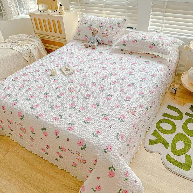 Новый комплект из трех предметов с жемчужным хлопковым покрывалом Fairy с стиркой в ​​пресной воде и хлопковым кружевным покрывалом