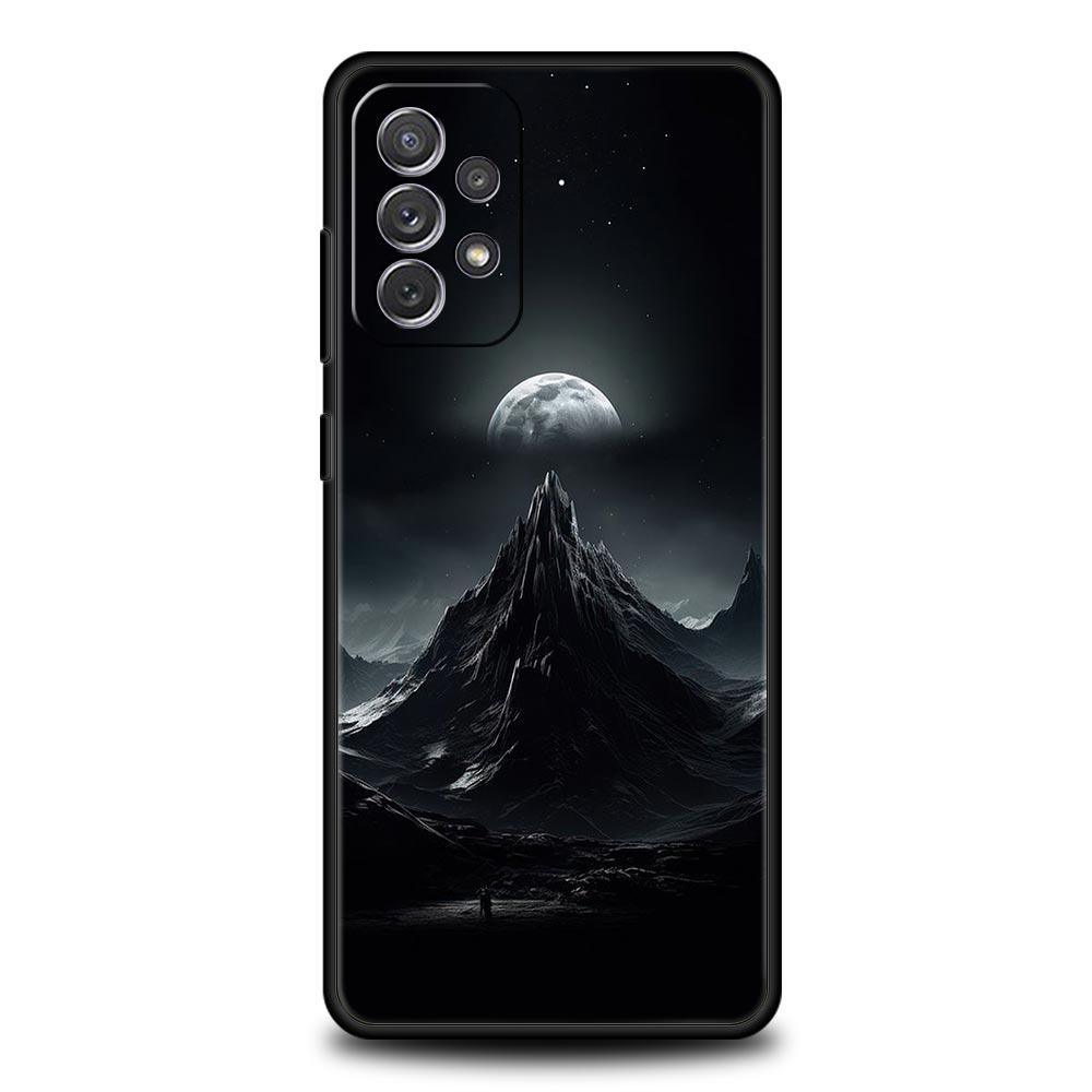Черный чехол 'Горная вершина' для Samsung Galaxy A55 A35 A17 A07 A15 A13 A25 A51 A71 A72 A73 A32 A52 A52S A41 5G Мягкий ТПУ корпус