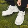 Повседневная обувь на толстой подошве из натуральной кожи, мужская, на платформе, увеличивающая рост, в стиле японского Харадзюку, корейской уличной моды, белая