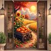 Outdoor Decor Pumpkin Cart Seasonal Banner Sunflower Decor Wooden Cart Pumpkin Design For Halloween Party Seasonal Decor